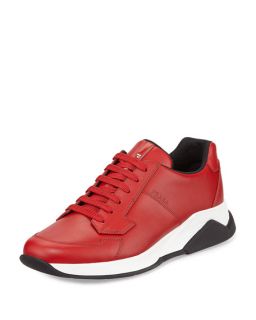 Prada Leather Running Sneaker, Red