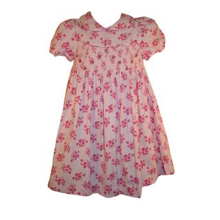 Laura Ashley Toddler Girls Pink Floral Smocked Corduroy Dress