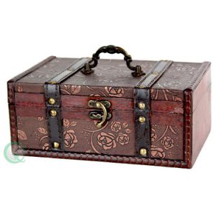 Quickway Imports Decorative Leather Treasure Trunk Box