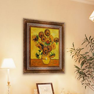 Vase with Fifteen Sunflowers by Van Gogh Framed Original Painting by