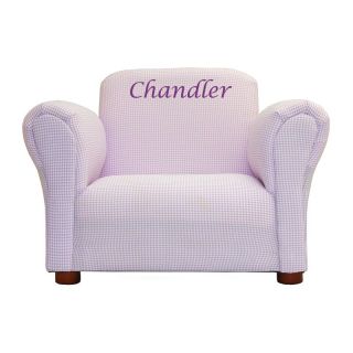 Fantasy Furniture Personalized Kids Mini Chair Lavender Gingham   Kids Upholstered Chairs