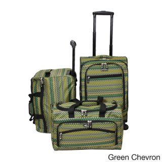 Weekender Chevron 3 piece Lightweight Carry On Spinner Luggage Set