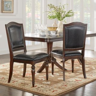 Homelegance Marston Alligator Faux Leather Nailhead Dining Side Chair   Set of 2   Kitchen & Dining Room Chairs
