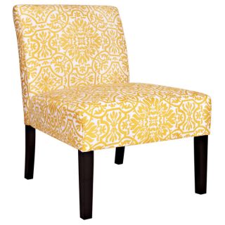 angeloHOME Bradstreet Damask Yellow/ Cream Armless Chair   14341572