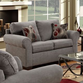 Simmons Graphite Fabric Loveseat with Accent Pillows