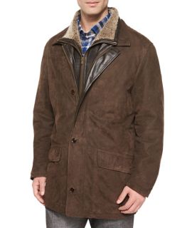Peter Millar Telluride Double Layer Shearling Fur Jacket, Brown