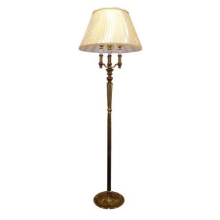 Stiffel 6 Way 59 inch Brass Floor Lamp with Silk Shade  