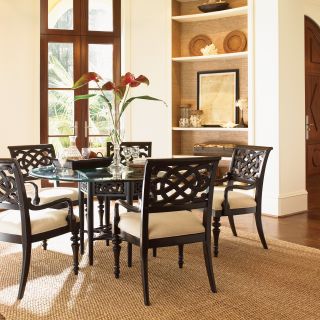 Tommy Bahama by Lexington Home Brands Royal Kahala 7 Piece Sugar and Lace 60 in. Glass Dining Table Set   Kitchen & Dining Table Sets