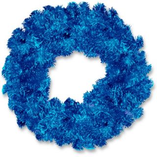 24 in. Blue Tinsel Unlit Wreath   Christmas Wreaths