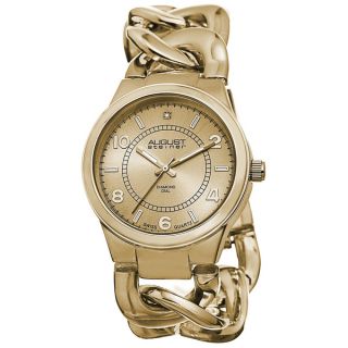 August Steiner Womens Swiss Quartz Diamond Chain Link Bracelet Watch