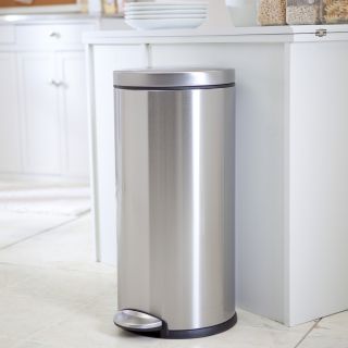 simplehuman® Round Brushed Stainless Steel Step 8 Gallon Trash Can   Kitchen Trash Cans
