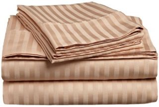 Impressions 300 Thread Count Egyptian Cotton Sateen Weave Stripe Sheet Set   Bed Sheets