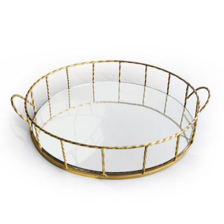 Gold 16 inch Round Tray   Shopping American