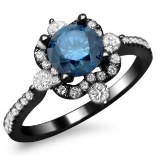 Noori 18k Black Gold 1 1/3ct TDW Blue Diamond Vintage Design Ring (SI1