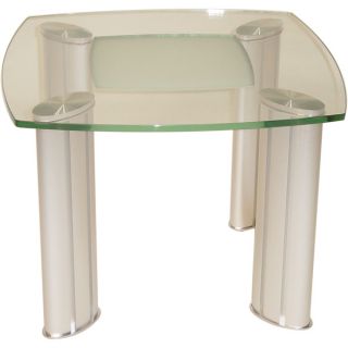 Somette Tina Half Boat Shape Glass Sofa Table with Frosted Center