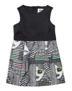 Milly Minis Les Femmes Jacquard Sheath Dress, Black/Multicolor, Size 8 14