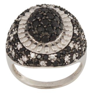Beverly Hills Charm Silver Black Spinel and White Sapphire Ring