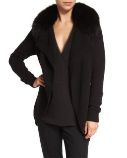 Theory Shurelia Loryelle Cardigan W/ Fur Collar & Ramalla Reversible Long Sleeve Top
