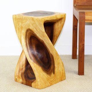 Hand carved 10 x 18 Twist Oak Oiled Stool (Thailand)   15730857