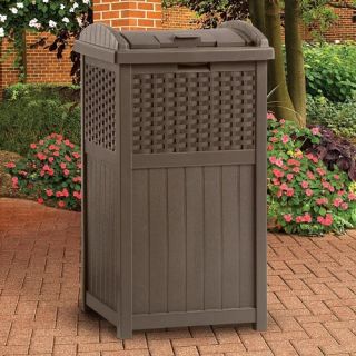 Suncast Resin Trash Receptacle   Mocha Brown   Outdoor Trash Cans