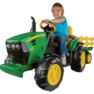 Peg Perego 12 Volt John Deere Ground Force Tractor with Trailer, Model# IGOR0039  Diggers   Ride Ons