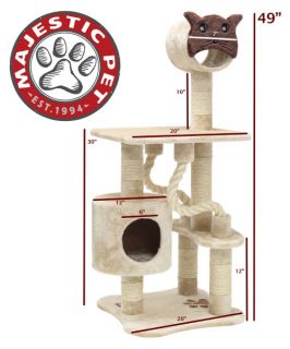 Majestic Pet Products 49 in. Casita Fur Cat Tree with Kitty Face   Cat Trees