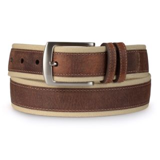 Nautica Mens Leather Overlay Canvas Casual Belt