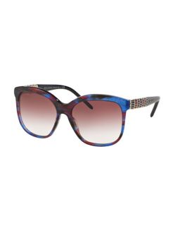Bvlgari Square Rhinestone Trim Gradient Sunglasses, Red/Blue