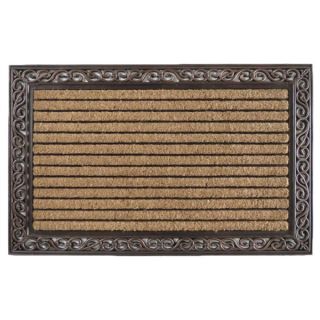 Rubber And Coir Molded Large Double Door Mat, Striped Coir  