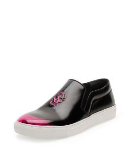 Alexander McQueen Embossed Skull Skate Shoe, Black/Pink