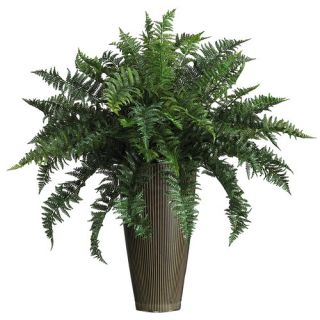 Nearly Natural Boston Fern Stand Silk Floor Plant in Decorative Vase