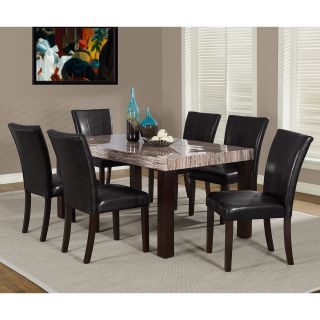 Monarch Specialties Two Tone Brown Faux Marble Rectangle Dining Table Set   Kitchen & Dining Table Sets