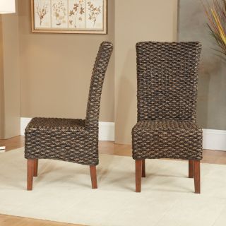 Modus Meadow Wicker Dining Side Chair   Brick Brown   Set of 2