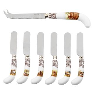 Spode Woodland Cheese Knife and 6 Piece Spreaders Set   Flatware