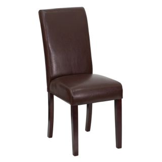 Royale Brown Leather Upholstered Parson Chairs