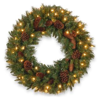 24 in. Pine Cone Pre Lit Wreath   Christmas Wreaths