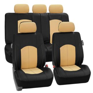 FH Group Beige Perforated Leatherette Auto Seat Covers (Full Set