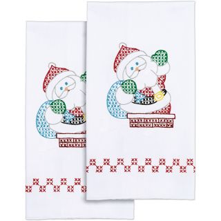 Stamped White Decorative Cross Stitch Hand Towel 17 X 28 One Pair