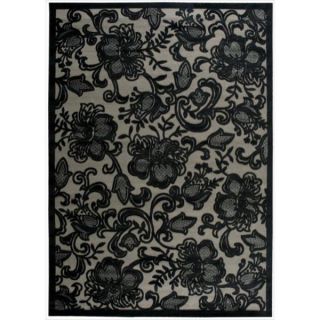 Nourison Graphic Illusions Carved Floral Pewter Rug (79 x 1010)