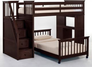 NE Kids Schoolhouse Stairway Loft Bed   Chocolate   Bunk Beds & Loft Beds