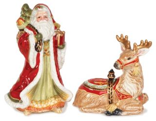 Fitz and Floyd Damask Holiday Salt and Pepper Shakers   Salt & Pepper