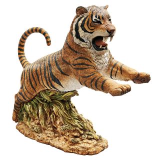 Design Toscano Jungle Cat Leaping Bengal Tiger Statue   Garden Statues
