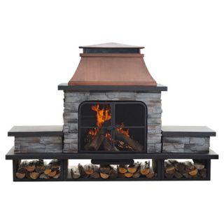 Sunjoy Connan Steel Wood Outdoor Fireplace