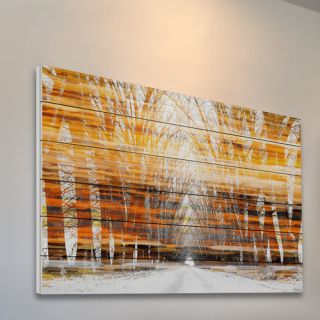 ParvezTaj Landscape & Nature Orange Striped Sky Painting Print