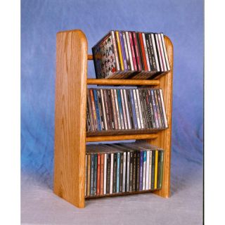 The Wood Shed Solid Oak 3 Row Dowel 78 CD Media Rack   Media Storage