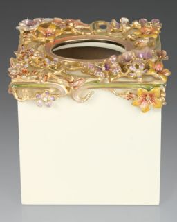 Jay Strongwater Hartley Cream Floral Scroll Tissue Box Cover