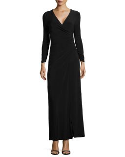 Laundry by Shelli Segal Long Sleeve Faux Wrap Gown