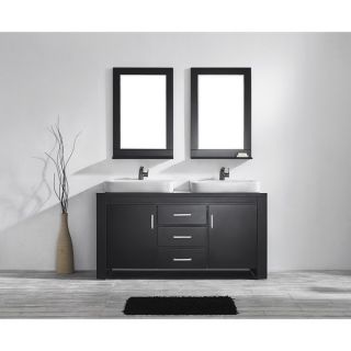 Vinnova Pascara 63 inch Espresso Double Vanity with White Drop in