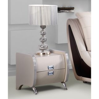 Victoria White Faux Leather Contemporary Nightstand