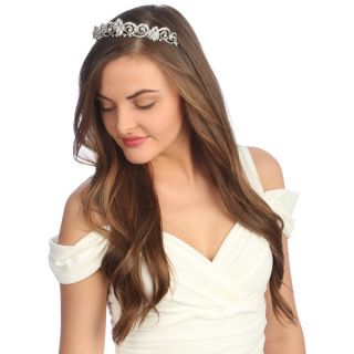 Amour Bridal Silver Rhinestone Tiara Headpiece   Shopping